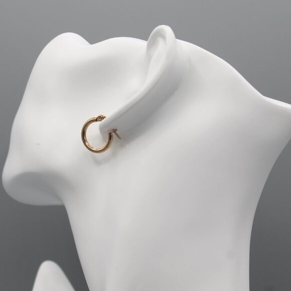 Jewelry earrings hoop hoops 15mm wide thin rose gold tone small elegant new - Picture 8 of 9